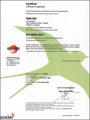 Certificat ISO 50001 - © GSM