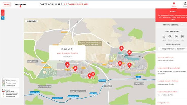 La carte interactive des chantiers de Paris-Saclay, un nouvel outil informatif et pratique - © EPA Paris-Saclay
