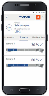 Application Android « Dimax 544 Plus » : Créer et gérer ses ambiances lumineuses depuis son smartphone - © Theben