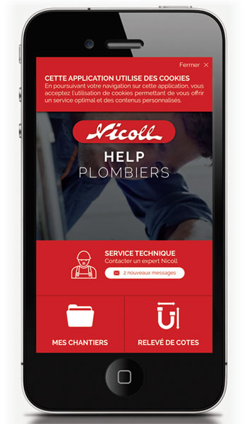 Application mobile Help Plombiers © Nicoll