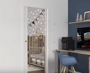 Porte à galandage avec affaiblissement sonore