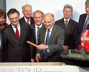 Tour Saint-Gobain : pose de la première pierre