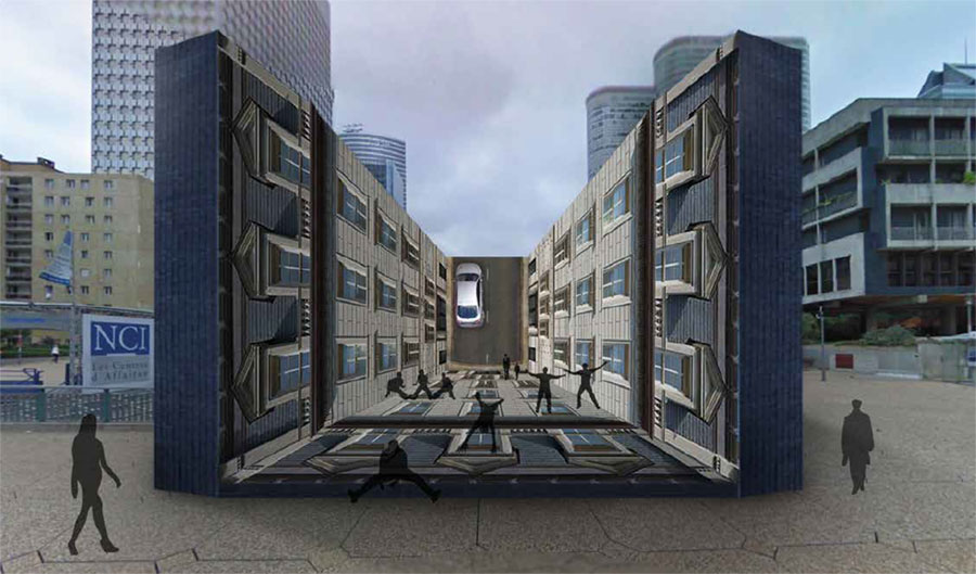 Paris La Défense, Les Extatiques, Leandro Erlich, simulation 3D © Leandro Erlich Studio
