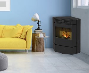 Nouveau poêle d'angle Isotta 94 S-Line Qlima