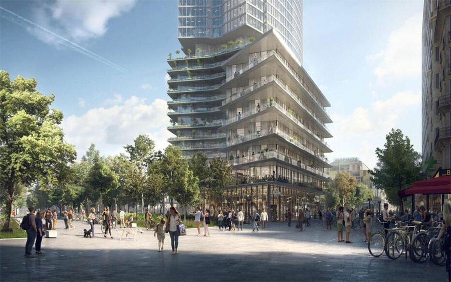 Artist's impression of the urban forest project in Montparnasse - © RSHP