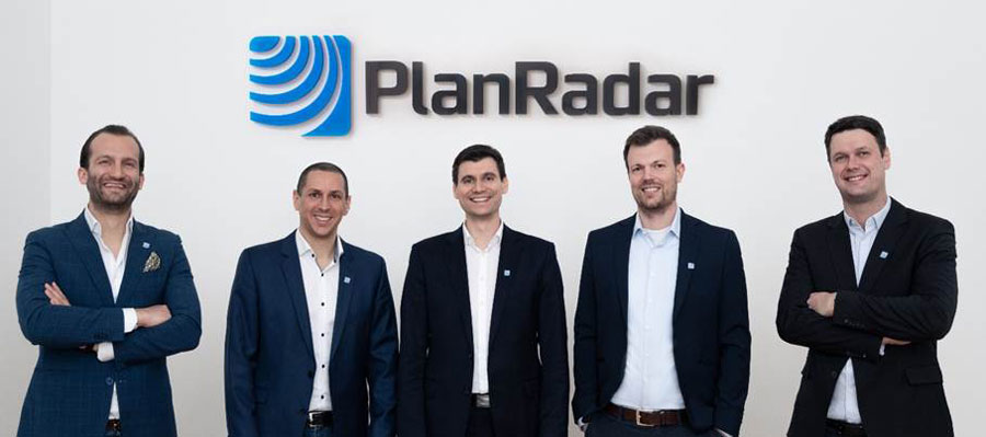 Sander van de Rijdt, co-CEO and co-founder; Ibrahim Imam, co-CEO and co-founder; Domagoj Dolinsek, Founder; Clemens Hammerl, Chief Product Officer and Co-Founder; Constantin Köck, CTO and co-founder © PlanRadar