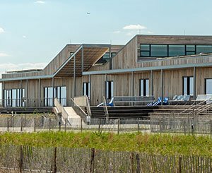 The Jones Beach Energy & Nature Center is equipped with a Kebony wooden deck