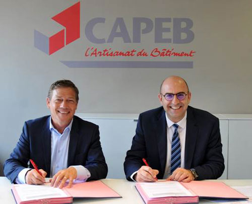 De gauche à droite : Jean-Christophe REPON, Président de la CAPEB et Lionel ZECRI, Directeur du Marché d’Affaires EDF © CAPEB