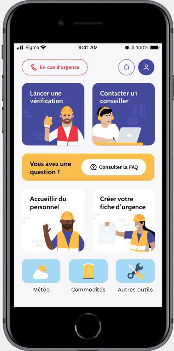 Home page of the mobile application Check Chantier © OPPBTP