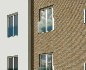 The glass balustrade: up to 2.500 mm in length to secure windows and balconies