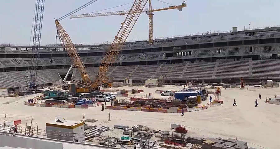 Chantier du Qatar Foundation Stadium - © Christian Chesnot via Twitter