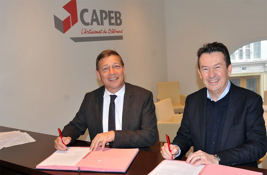 Jean Christophe Repon, président de la Capeb et Yann Ditsch, directeur général Knauf Insulation France - © CAPEB