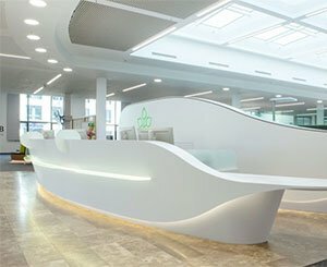The reception area of ​​a major German health insurer made with Himacs