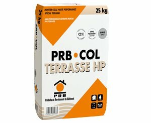 Gamme colle et sol PRB COL terrasse HP : idéal pour les carreaux grands formats extérieurs