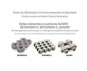 Dalles drainantes en béton Alkern : les seules du marché à être couvertes par des FDES