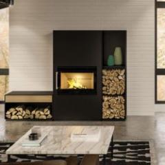 Elegant modular wood stove with modern design