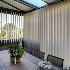 Designer blinds with vertical stripes