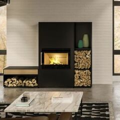 Elegant modular wood stove with modern design