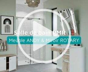 Salle de bain PMR - Meuble Andy & Miroir Rotary