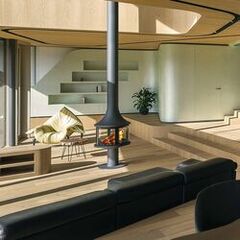 Cheminée centrale vitrée