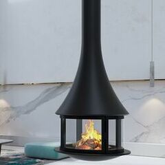 Cheminée qui offre une vision de la flamme à 360° en...