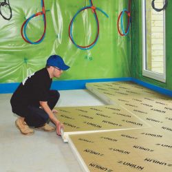 Polyurethane foam insulation board for floors and floors