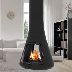 Chimney suspended in central swivel or wall and in single or double face