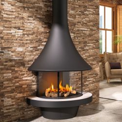Design gas fireplace in wall or central version
