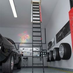 Retractable stairs with foldable metal ladder
