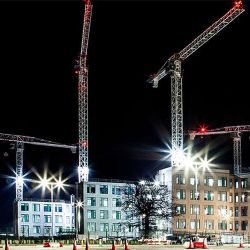 Powerful LED technology construction site floodlights and crane headlights