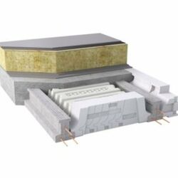 Prefabricated system for flat roof insulation in warm roofing