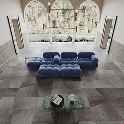 Geometric parquet floor in Linden associated with surprising colors