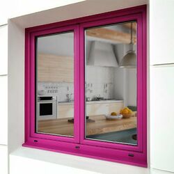 PVC window with rounded exterior finish