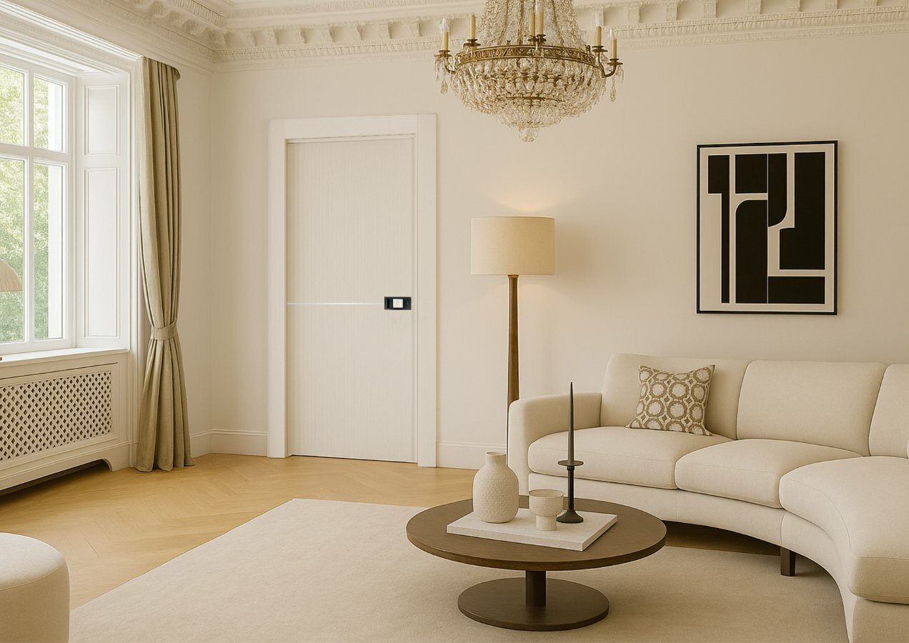 Porte d'intérieur avec un insert horizontal aspect métal - © Reivilo Illustration